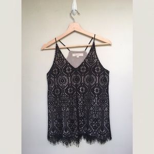 LOFT ~ black lace tank
